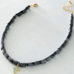 FREE PEOPLE NWT sincerely yours choker cross necklace -gray